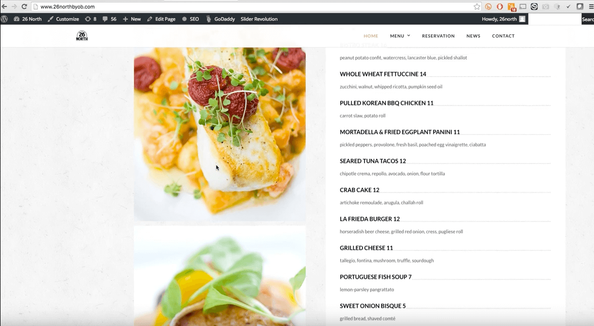 edit your menus on the Grand Restaurant Theme by ThemeGoods.